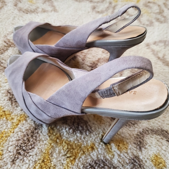 Zara Slingback peep toe heel in grey 38/7.5 - Picture 10 of 12